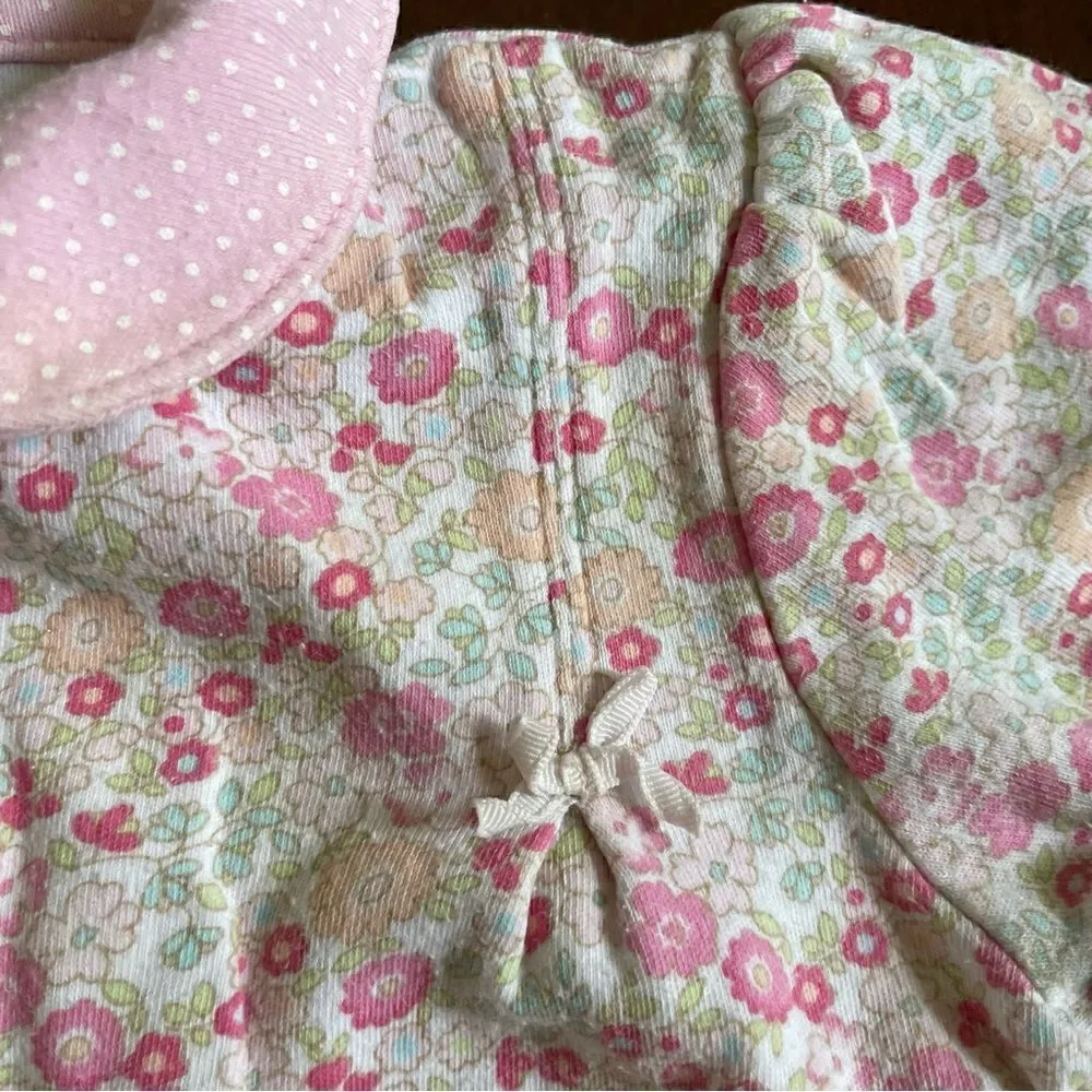 Mon Caramel Baby Girl Floral Cotton Footed Pajamas/ Collared Outfit Size 6 M